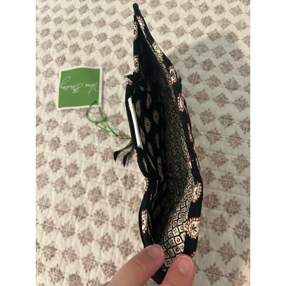 NWT Vera Bradley Pocket Trifold Classic Black Red Wallet Quilted Velcro Closure